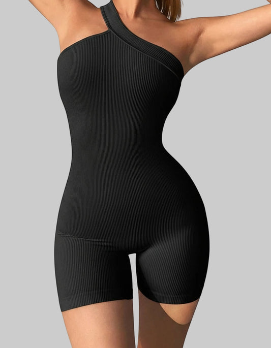 SculptRib One-Shoulder Yoga Romper