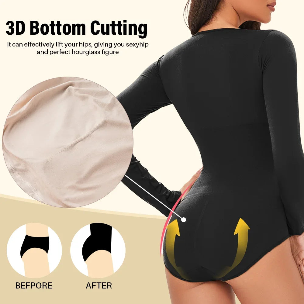 WonderSculpt Butt Lifter Long Sleeve Shapewear Bodysuit