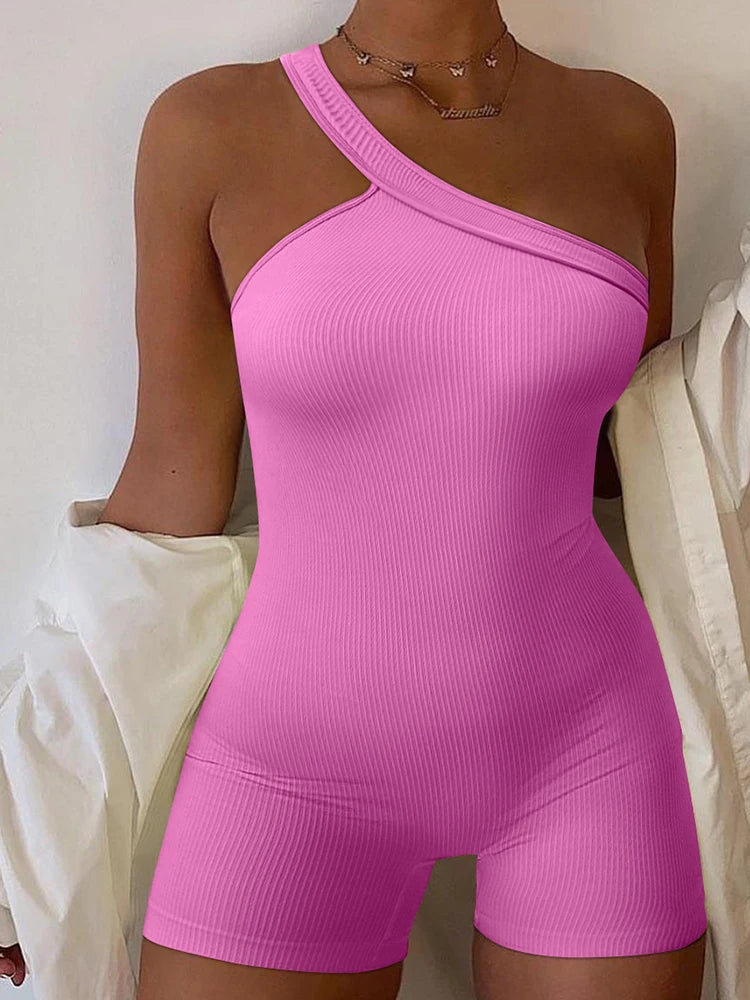 SculptRib One-Shoulder Yoga Romper