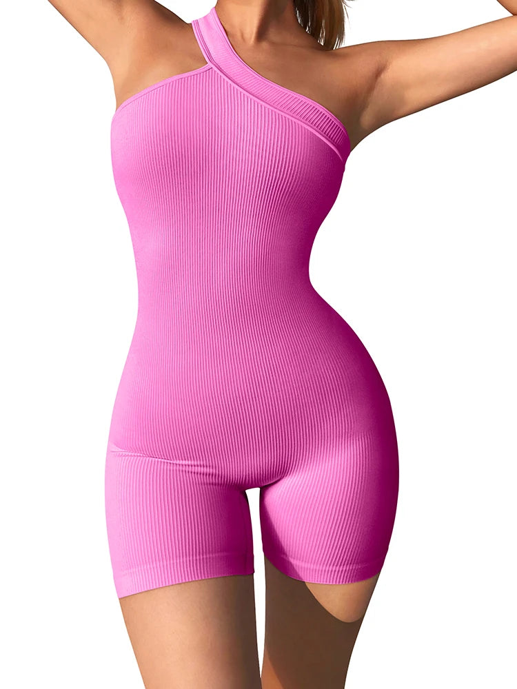 SculptRib One-Shoulder Yoga Romper