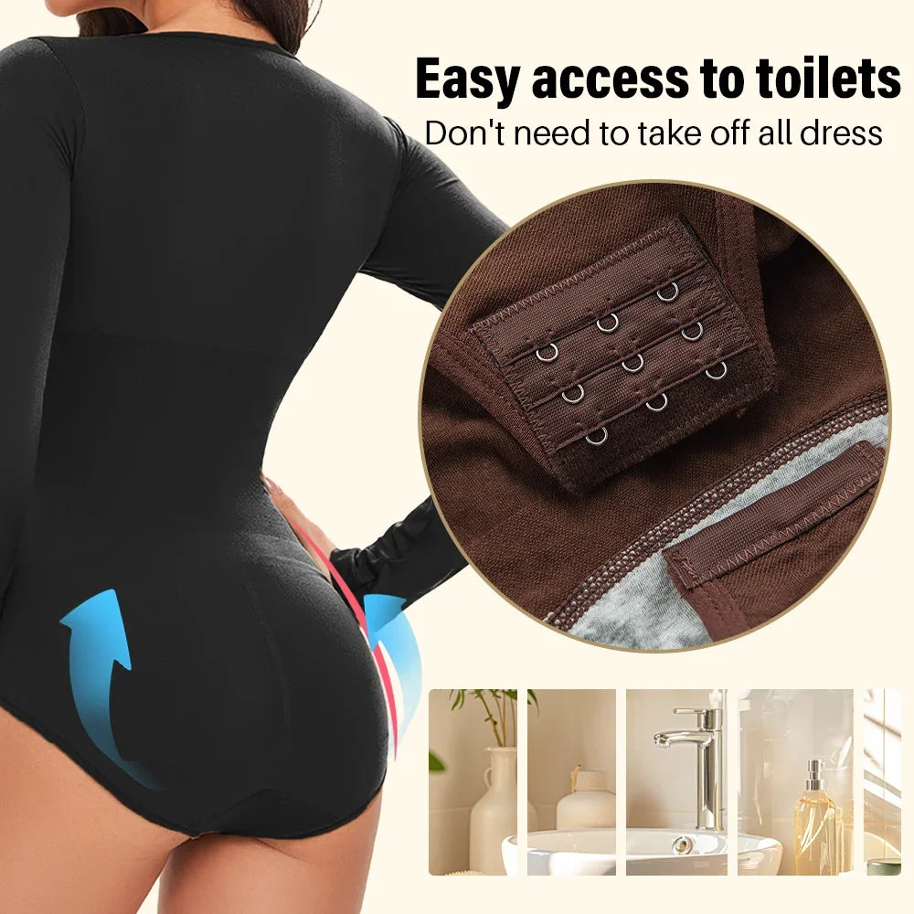 WonderSculpt Butt Lifter Long Sleeve Shapewear Bodysuit