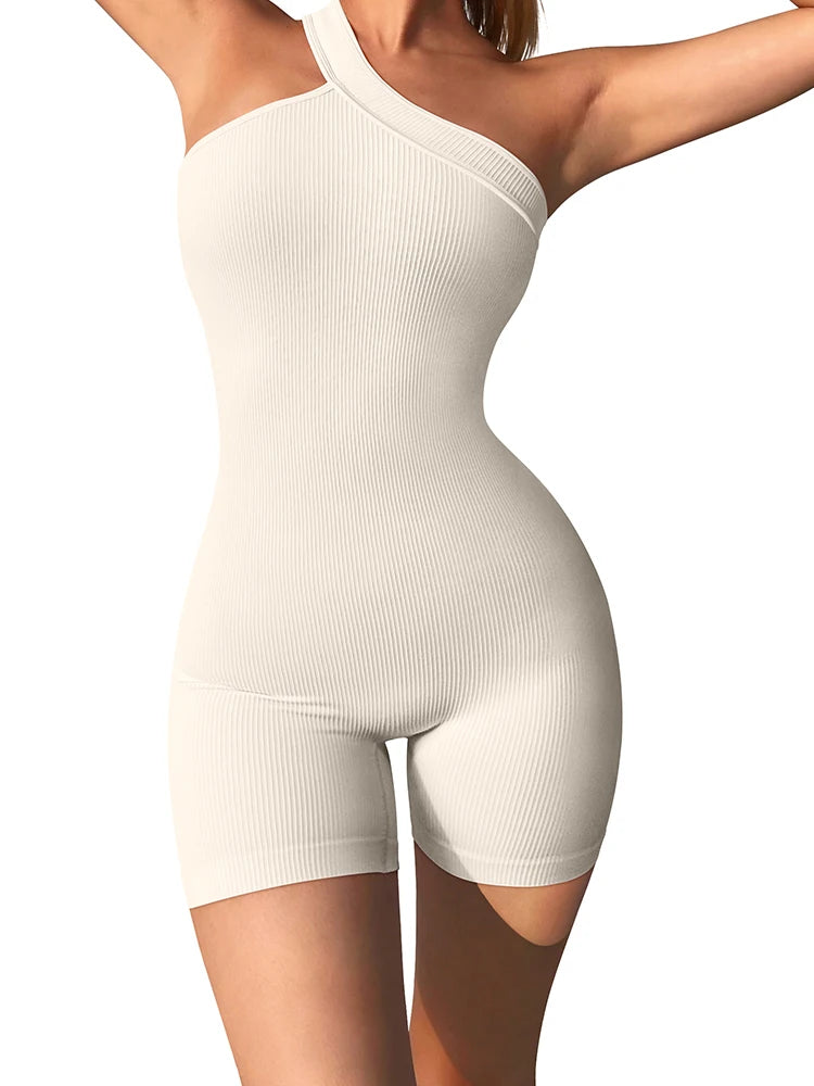 SculptRib One-Shoulder Yoga Romper