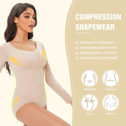 WonderSculpt Butt Lifter Long Sleeve Shapewear Bodysuit