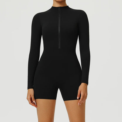 SculptFit Long Sleeve V-Back Zip Jumpsuit