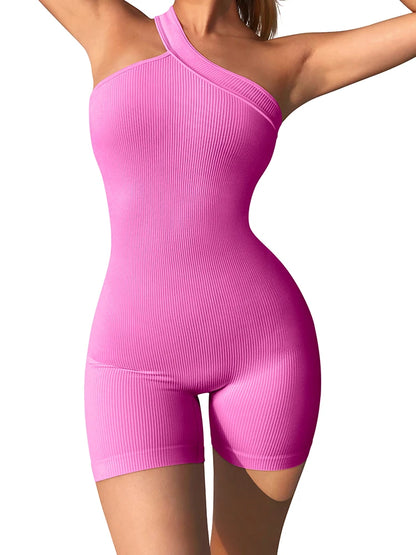 SculptRib One-Shoulder Yoga Romper