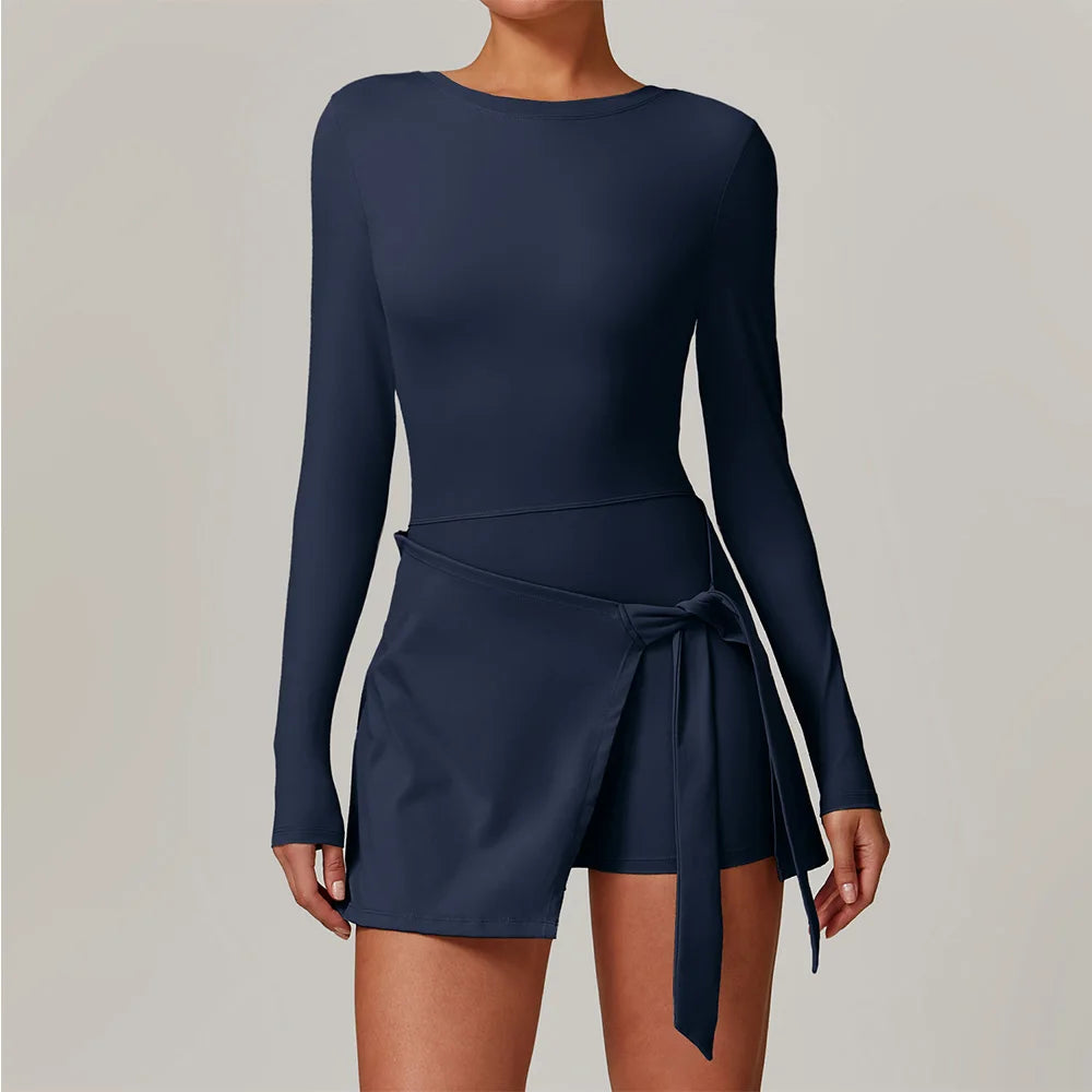 PowerFlex Long Sleeve Wrap Skort Jumpsuit