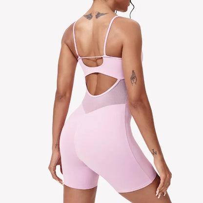 SculptFit Backless Mesh Jumpsuit